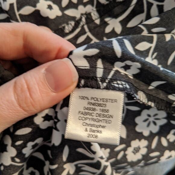 EUC Floral Skirt Black/White Christopher & Banks - Picture 3 of 6
